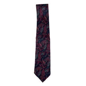 Vintage Stafford 100% Silk Men's Necktie-Navy/Red Paisley-Made in ITALY